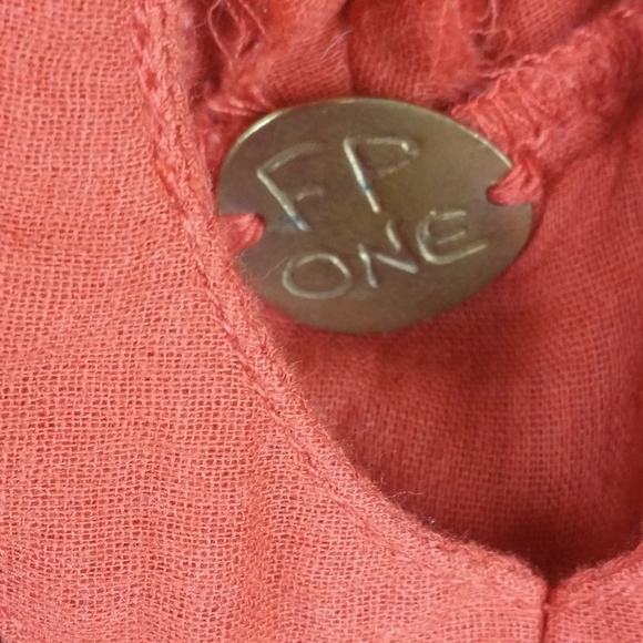 Free People One Orange Geo Blouson Top XS VGUC - Picture 5 of 8